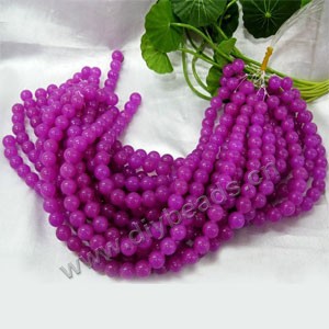 Bead, Malaysia "jade" (dyed), purple. 8mm round, Mohs hardness 7. Sold per 15-inch strand
