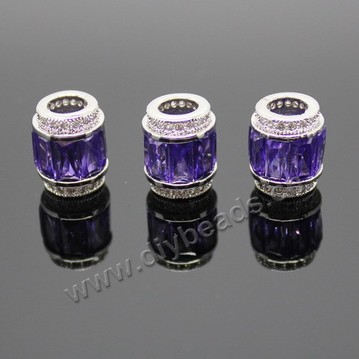beads,big-hole beads,silver plated copper with cz stone, 11x9mm barrel shape. Sold per pkg of 5pcs