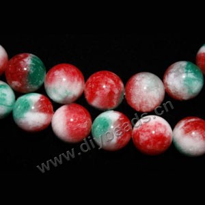 Bead, multi-color "jade" (dyed), 16mm round. Sold per 15-inch strand