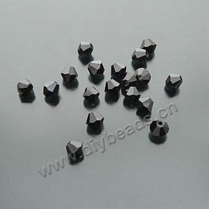 bead,glass,black,6mm hand-faceted bicone,sold per pkg 60ps,A grade