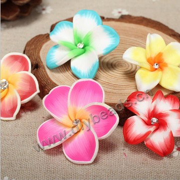 Bead, polymer clay,mixed color,35x12mm flower. Sold per pkg of 20.