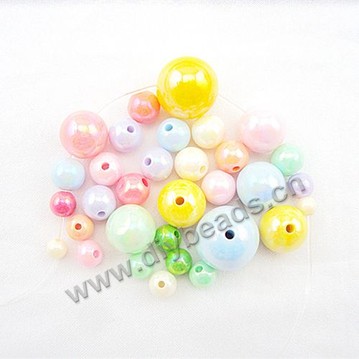 Beads,acrylic,round,AB mixed color,16mm.Sold per pkg of 1kilogram