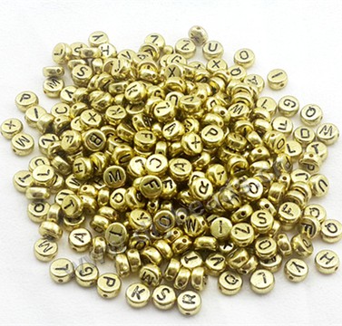 4x7mm silver color flat round acrylic plastic single letter alphabet beads