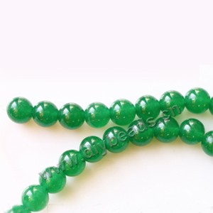 Bead, Malaysia "jade" (dyed), green, 8mm round, Mohs hardness 7. Sold per 15-inch strand