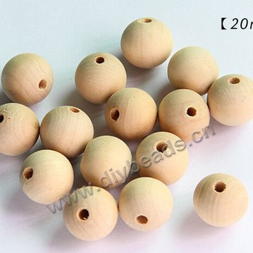 Beads,wood,round loose beads,20mm with 3mm hole. Sold per pkg of 100ps