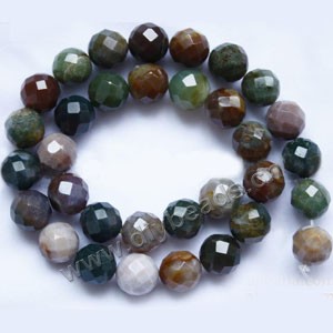 Bead, India agate (natural), 12mm faceted round. Sold per 15-inch strand.