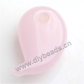 Bead,lampworked glass,pink yin-yang. 10*19mm. Sold per pkg of 5.