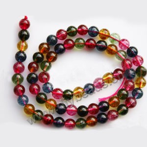 Bead, multicolored tourmaline (imitation), 6mm round. Sold per 16-inch strand,approximately  66 beads .