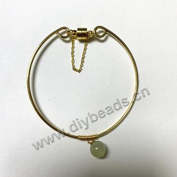 Pure and fresh simple style 14k gold filled bracelet Hetian jade beads and magnetic clasp