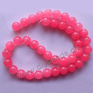 Bead, hot pink "jade" (dyed), 10mm round. Sold per 15-inch strand,approximately 40 beads .