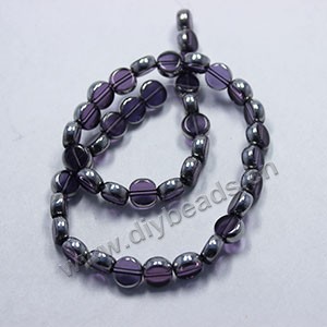 Bead ,silver-plated glass, purple, 8mm flat round. Sold per pkg of ten 32cm strand.