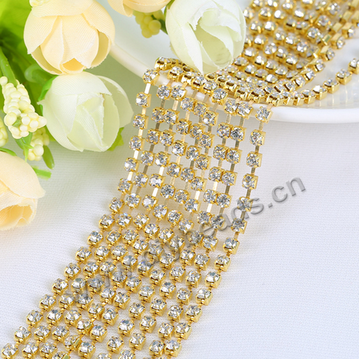 Glass beads, crystal rhinestone chain, 4mm, findings for making bags, garments. Sold per pkg of 20 meters
