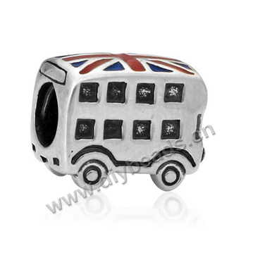 alloy Bead,silver plated,11x9mm,mini bus model,Sold per pkg of 50 pieces.