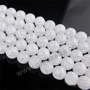 Bead, ice flake quartz (heated), 8mm round. Sold per 15-inch strand
