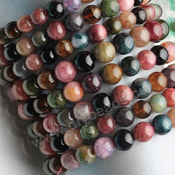 Bead, natural  tourmaline stone bracelet , 8mm  round. 17--18cm each pc , A grade