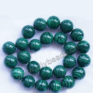 Bead, malachite (imitation), green, 12mm round. Sold per 15-inch strand.