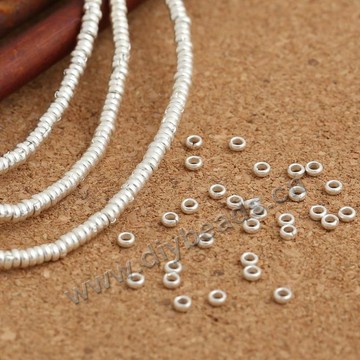 Spacer beads, 925 sterling silver,2*1mm, round beads. Sold per pkg of 100 beads