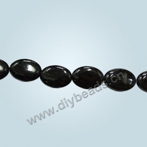 Bead, black agate (dyed), 18x25mm flat oval. Sold per 16-inch strand.