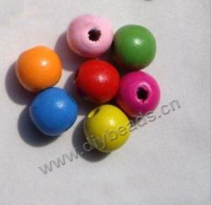 Bead mix, wood, mixed colors, 16mm  round. Sold per pkg, approximately 200 beads