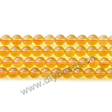 Bead,yellow quartz,smooth,6mm round.Sold per pkg one strands.