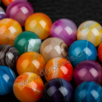Bead,agate,12mm,round,colorul,Sold per pkg of one strands