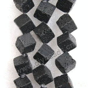 Bead,  lava rock (natural), 6mm dice. Sold per 14-inch strand.