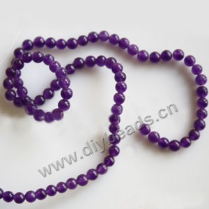 Bead, purple "jade" (dyed), 4mm round. Sold per 15-inch strand