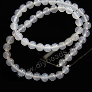 Bead, white agate (natural), 8mm round. Sold per 15-inch strand.