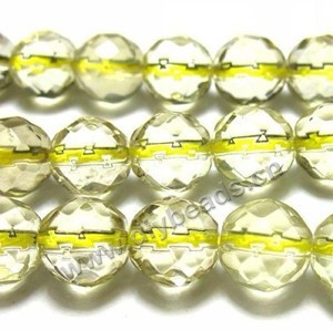 Bead, Citrine (Dyed), 14mm 64facted round, Sold per 15-inch strand