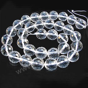 Bead,clear quartz crystal (natural), 10mm 128faceted round. Sold per 15-inch strand