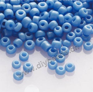 seed bead,glass,opaque blue,#15 irregular round,sold per pkg of 450g, approximately 120000ps. 