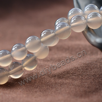 Bead,agate,grey,smooth 12mm round.sold per pkg of 10 strands