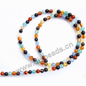 Bead, agate (H/D), multicolored , 6mm round. Sold per 15-inch stand.