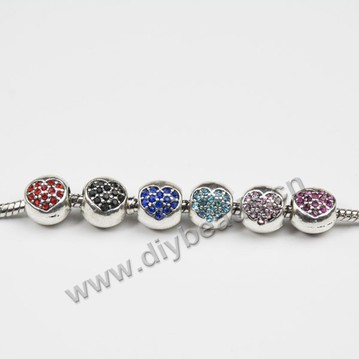 Bead,big-hole bead,alloy,mixed color Diamond,Sold per pkg of 10ps