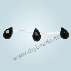 Bead, black agate (dyed),6x9mm top-drilled faceted teardrop. Sold per 15-inch strand. approximately 19 beads 