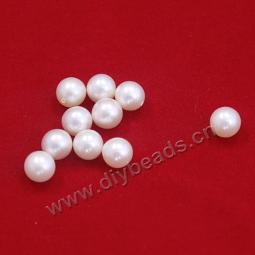 Pearl, cultured freshwater, white ,round with half hole,7--7.5 mm  Sold 10 pcs per pkg.