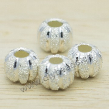 Bead, 925 sterling silver, 6mm,  matte silver beads  Sold per pkg of 1 bag-20 pieces.