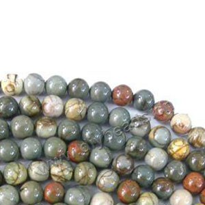 Bead, Picasso jasper (natural), 10mm round. Sold per 16-inch strand.