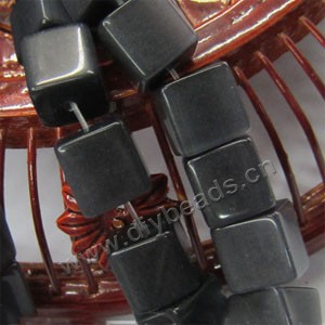 Bead, cat's eye glass, light black,8x8mm cube. Sold per (5)15-inch strands.