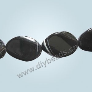 Bead, black agate (dyed),32x25x8mm twisted flat oval. Sold per 16-inch strand