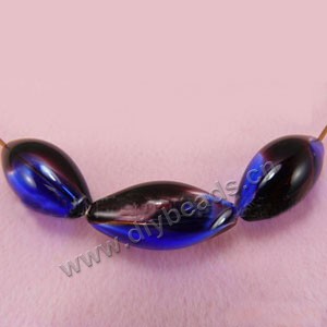 Bead, hand-blown glass, cobalt blue/purple, 23x11mm hollow oval. Sold per pkg of 10