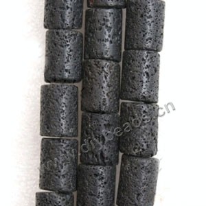 Bead,  lava rock (natural), 10x6mm round tube. Sold per 14-inch strand.