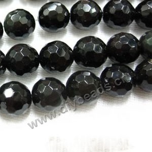Bead, rainbow obsidian (natural), 14mm 128faceted round. Sold per 15-inch strand