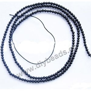 Bead, black agate (dyed), 2mm round. Sold per 15-inch strand.