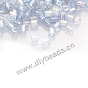 Bugle bead,taiwan, glass, rainbow , light grey ,#1(2x2mm) hex beads. Sold per pkg of 500 grams,approximately 40,000ps 