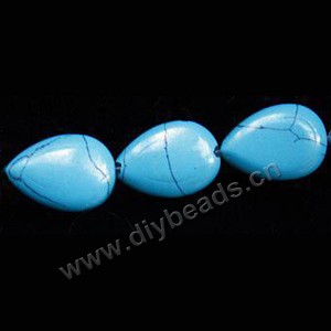 Bead, turquoise (imitation), 14x10mm flat teardrop. Sold per 16-inch strand,approximately  29ps.