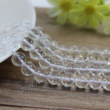 Bead,clear quartz crystal,4mm round , Sold per 16-inch strand