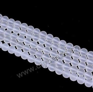 Bead,clear quartz crystal (natural), 6mm matte round. Sold per 16-inch strand