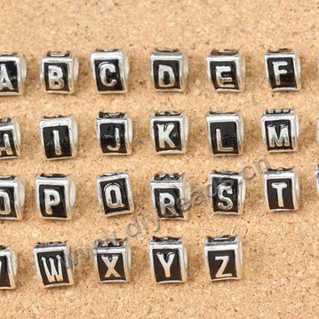 Bead,big-hole beads,alloy,8x9x6mm,letter,Sold per pkg of 5bags