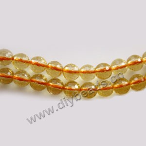 Bead, citrine (SYN),8mm 128-faceted round, A grade. Sold per 14-inch strand,approximately  45beads . 
